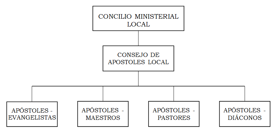 Organigrama del consejo de apóstoles local.