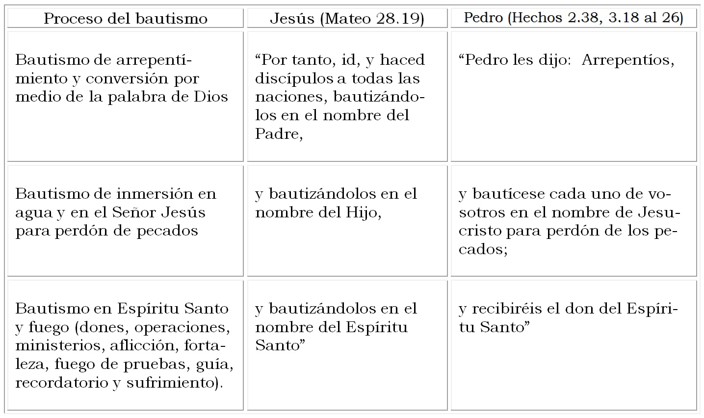 Comparación del proceso del bautismo visto por Jesús y Pedro.